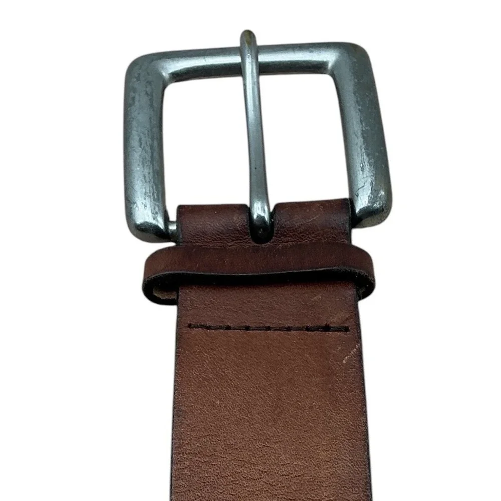 Old Navy Mens Brown Genuine Italian Leather Belt Solid Brass Buckle USA‎ Made M